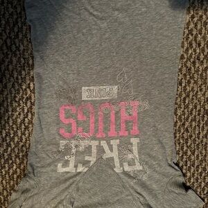 Victoria secret PINK Gray Graphic Tee with Pink Accents